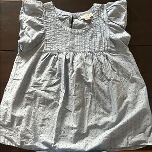 LOFT Light Blue Pintuck Flutter Sleeve Blouse